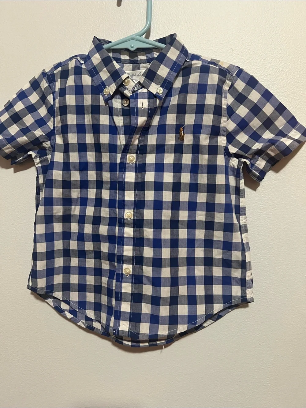 Ralph Lauren Blue and White Gingham Button-Down Shirt